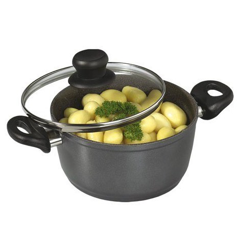Stoneline | Cookware set of 8 | 1 sauce pan, 1 stewing pan, 1 frying pan | Die-cast aluminium | Black | Lid included - 4